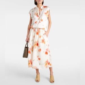 NWT Vince Poppy Blur Gathered Midi Skirt